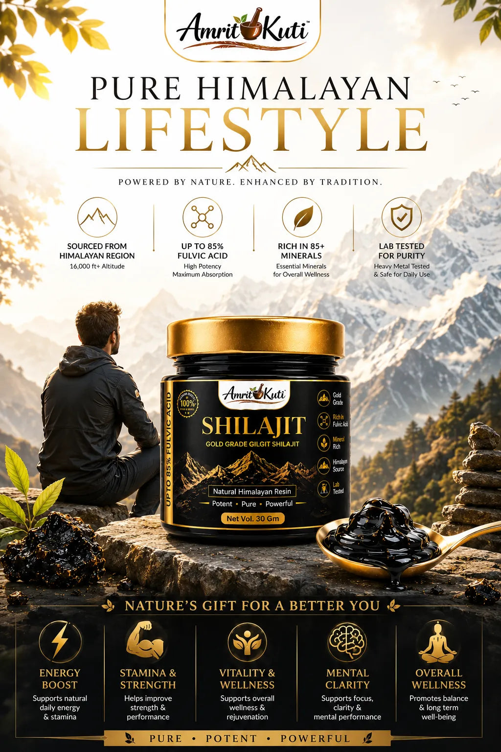 Natural Amrit Kuti Gold Resin