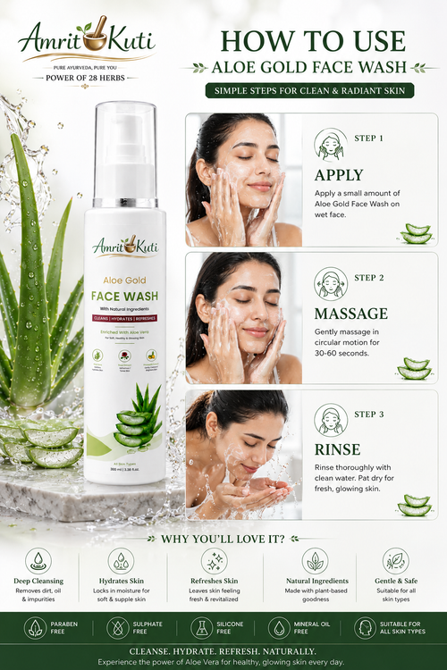 Amrit Kuti Aloe Gold Face Wash | Cleanses, Hydrates & Refreshes Skin