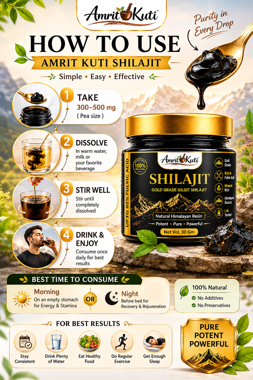 Amrit Kuti Shilajit | Gold Grade Gilgit Shilajit Resin