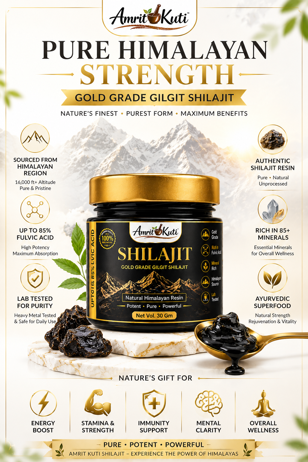 Amrit Kuti Shilajit | Gold Grade Gilgit Shilajit Resin