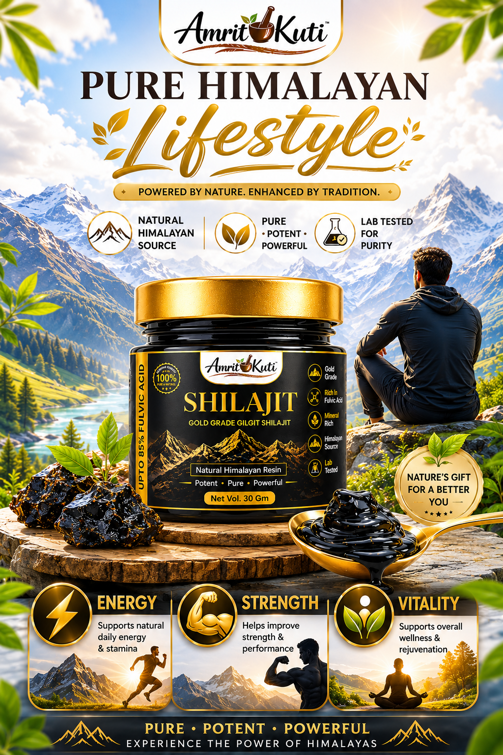 Amrit Kuti Shilajit | Gold Grade Gilgit Shilajit Resin