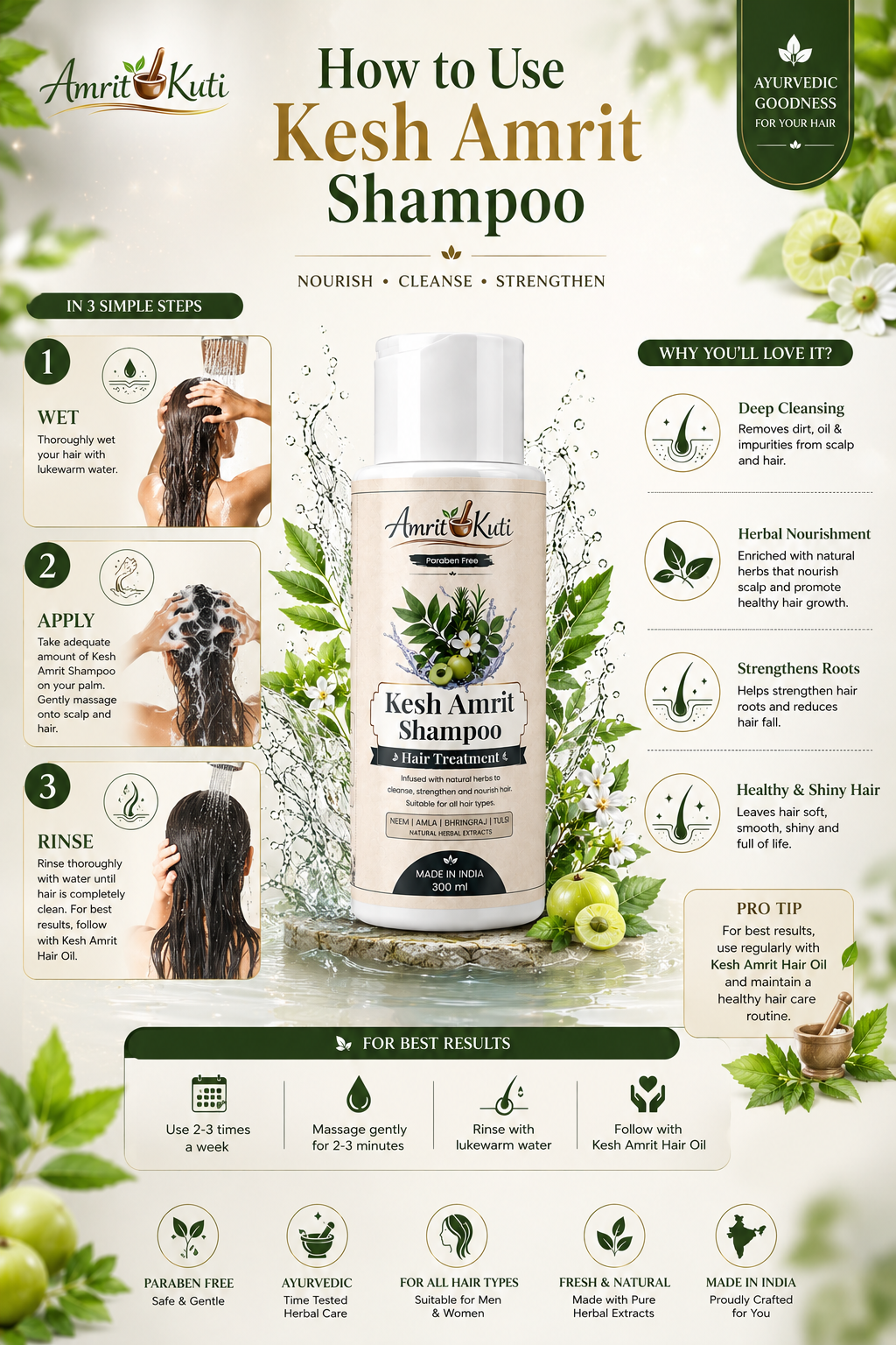 Amrit Kuti Kesh Amrit Shampoo | Herbal Hair Treatment Shampoo